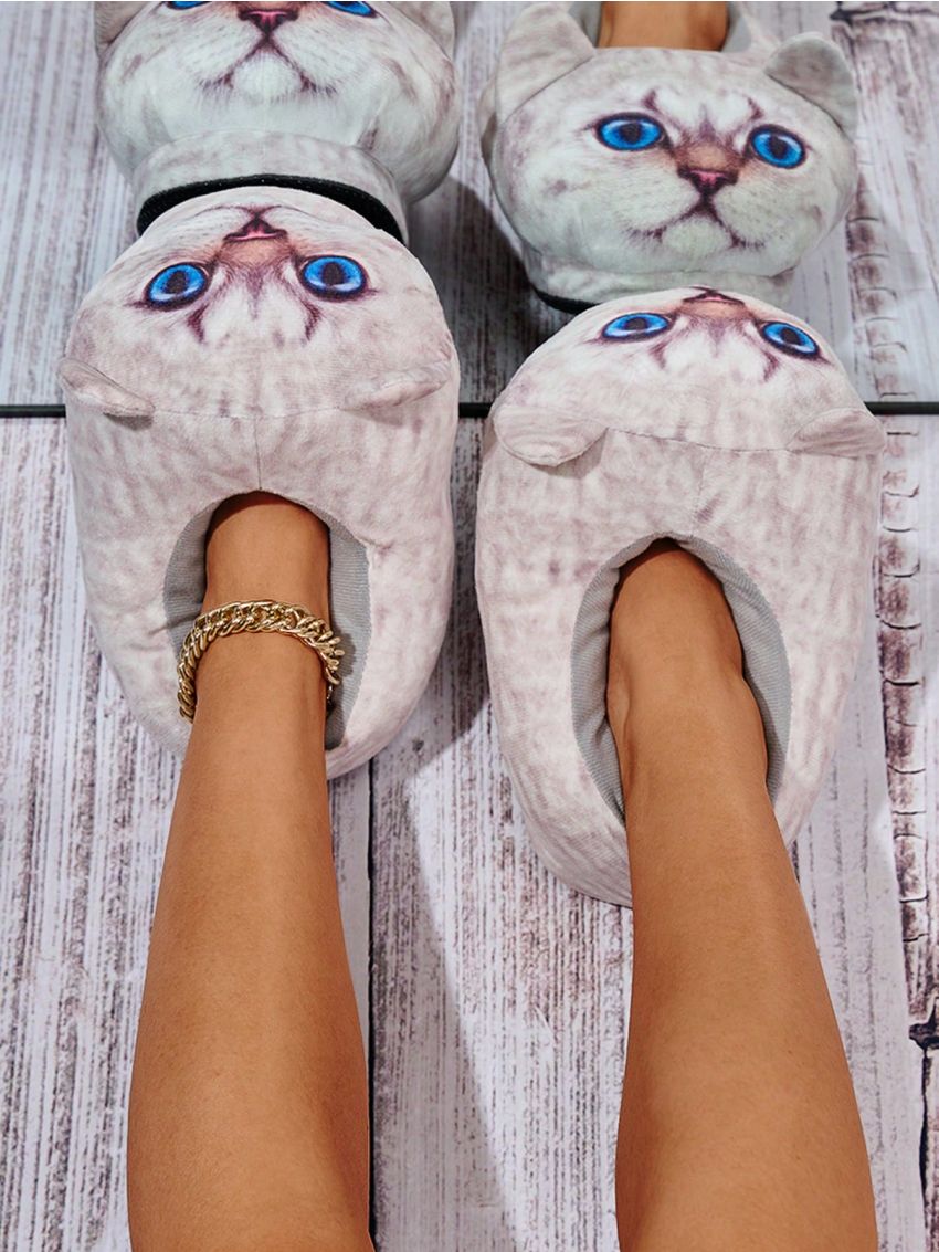 Cute Cartoon-style Warm Home Slippers With Plush Material