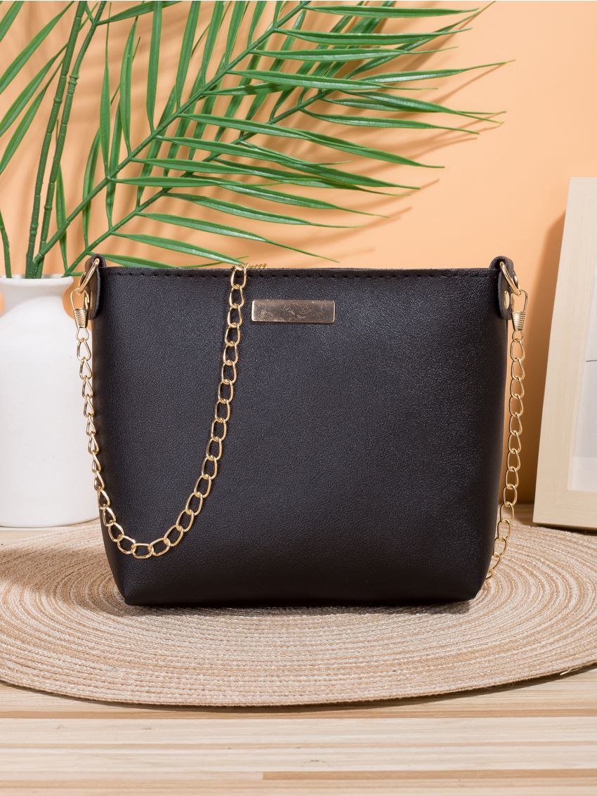 Mini Metal Decor Chain Bucket Bag