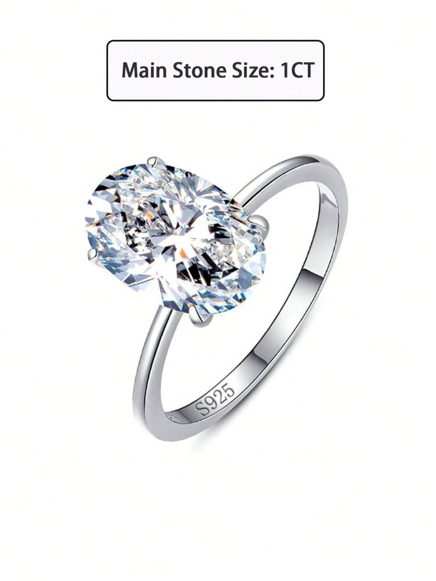 1pc 1ct Pigeon Egg Promise Ring Ladies Jewelry For Women Wedding Prom s925 Sterling Silver Luxury Elegant Ring Fine Jewelry Gift For Girls Daily Dating Party Decor