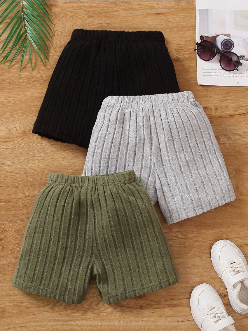 SHEIN 3pcs/Set Boys' Elastic Waist Wide Shorts