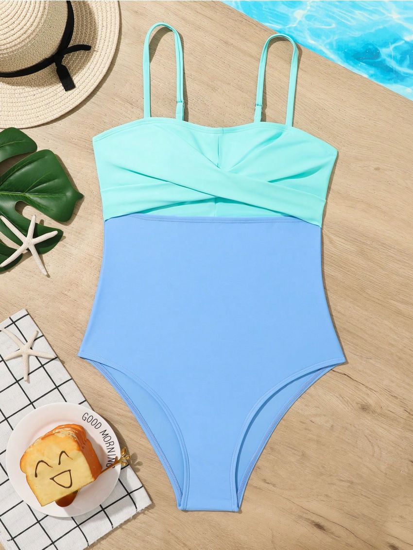 Teenagers' Colorblock One-piece Swimsuit