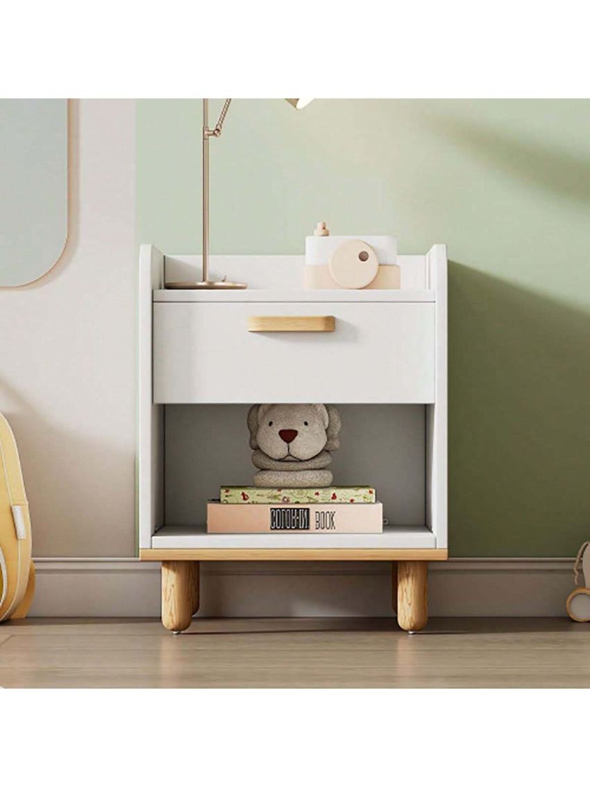 Modern White Modern Nightstand, 2-Tier Side Table with Drawer and Storage Shelf, Bedside Table End Table, Modern Night Stand for Bedroom, Home Office,White