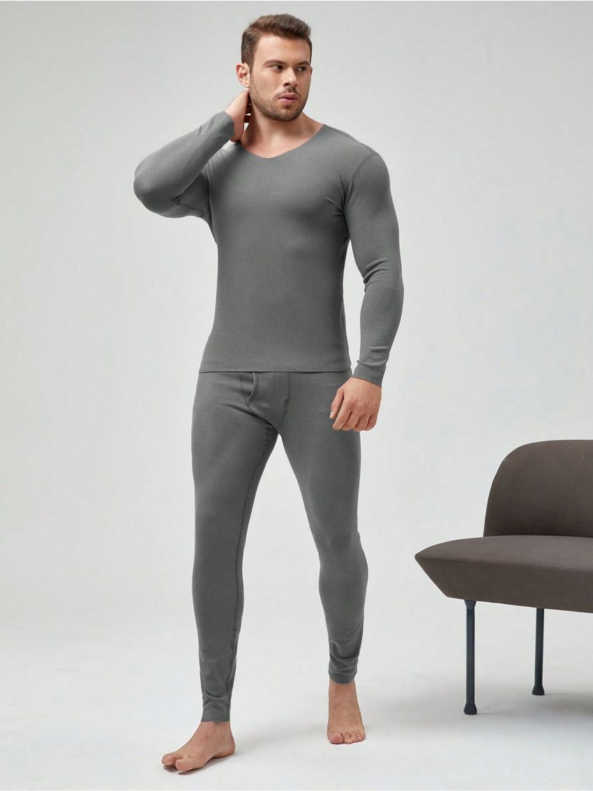 Men's Solid Color Thermal Underwear Pants
