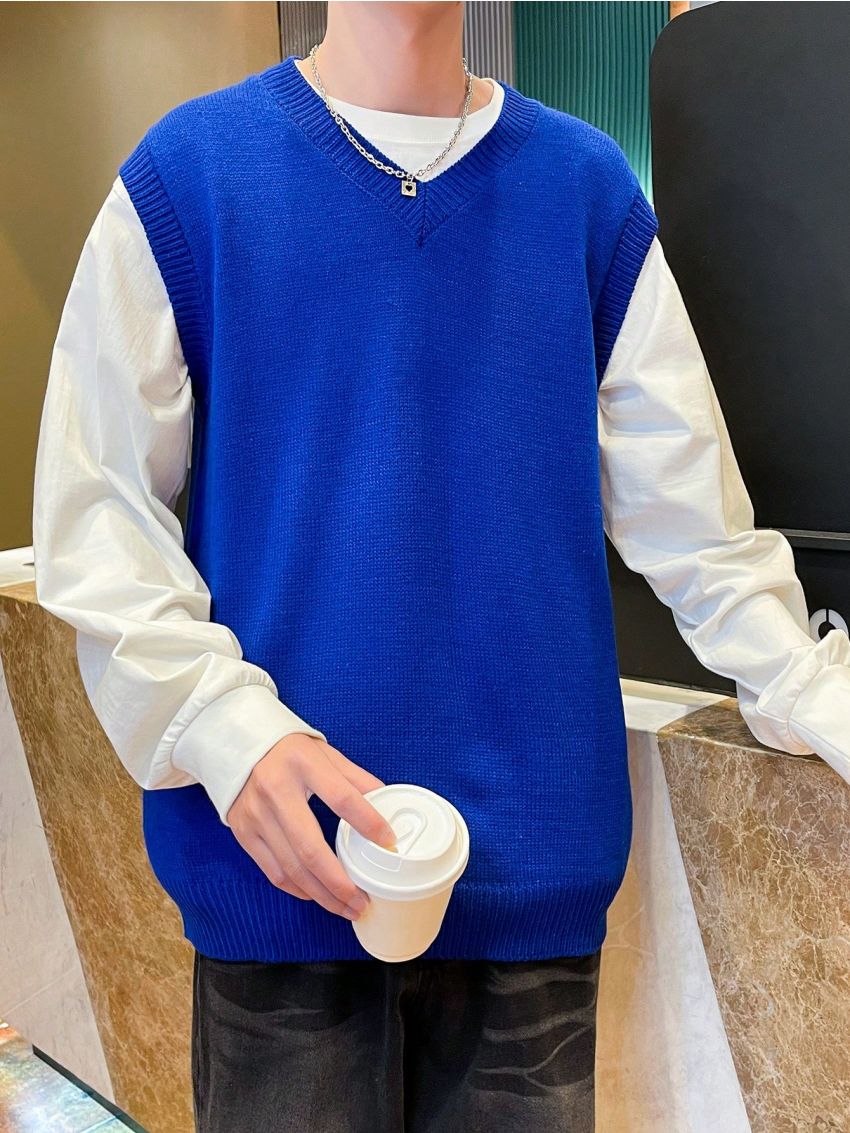 Men'S Solid Color Sweater Vest