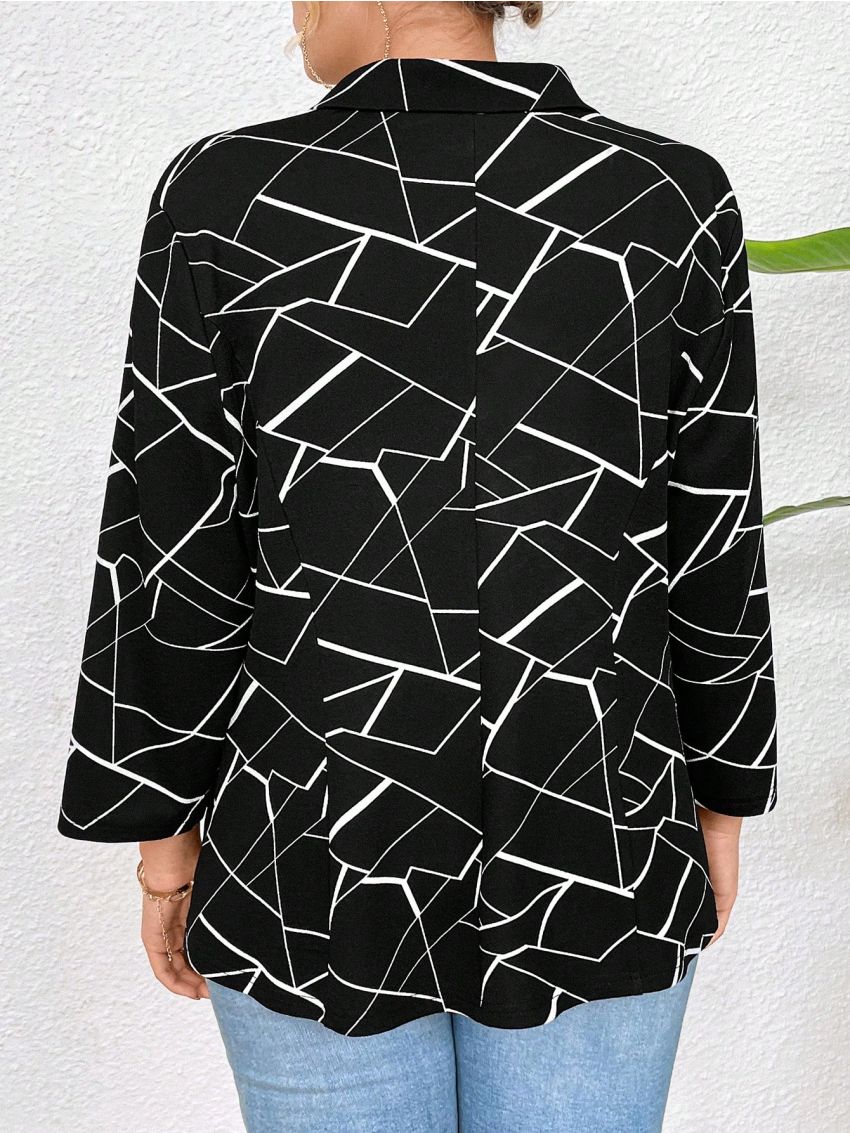 Women's Plus Size Printed Full Front Open Suit Jacket