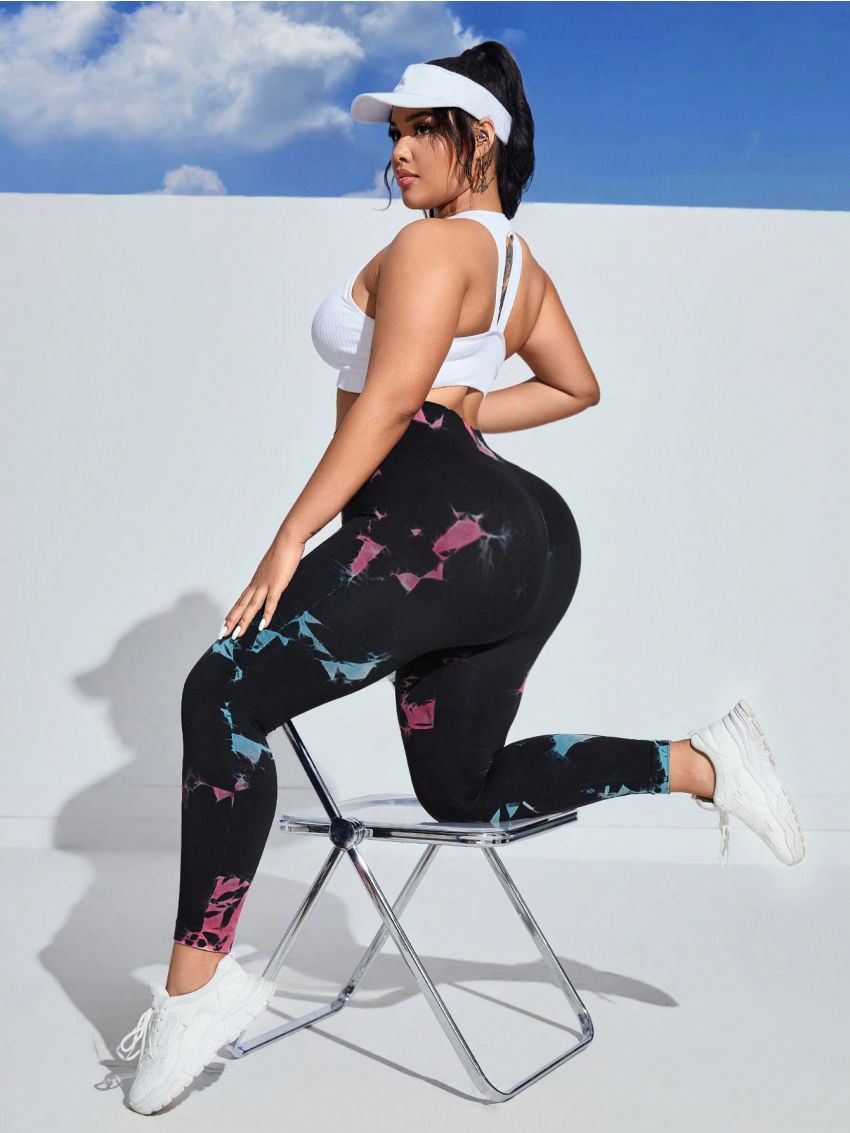 Plus Size Tie-Dye Sport Leggings