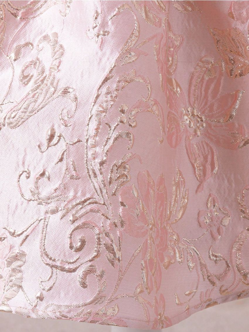 SHEIN Kids CHARMNG Little Girls' Square Neck Dress With 3d Rose Decoration And Jacquard Fabric