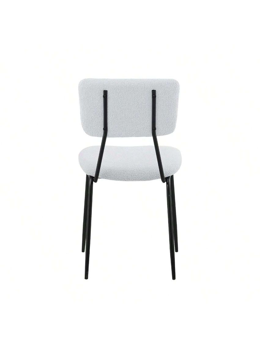 Dining Room Chairs Set of 2, Modern Comfortable Feature Chairs with Faux Plush Upholstered Back and Chrome Legs, Kitchen Side Chairs for Indoor Use Home, Apartment