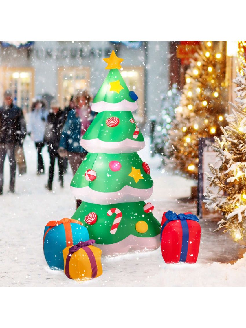 Gymax 6ft Inflatable Christmas Tree Indoor Outdoor Decoration w/ 3 Gift Boxes