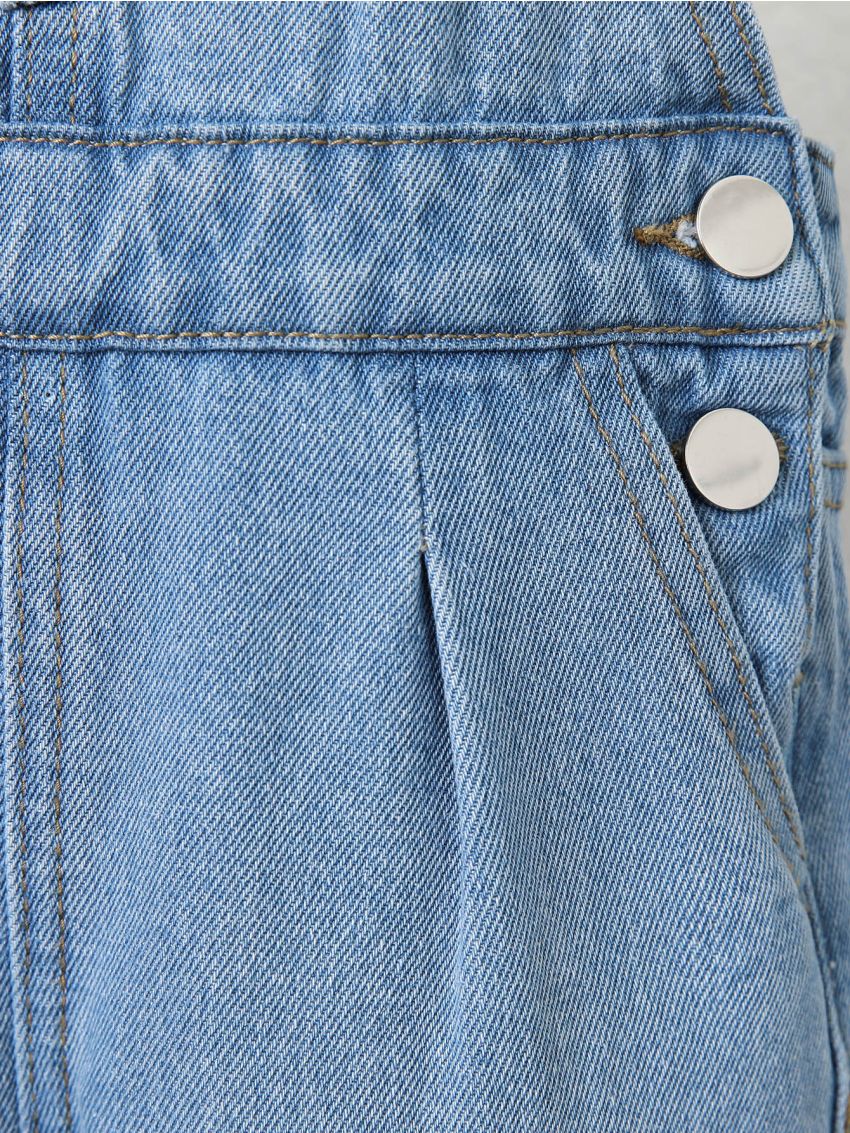 Toddler Girls Patched Pocket Denim Overalls