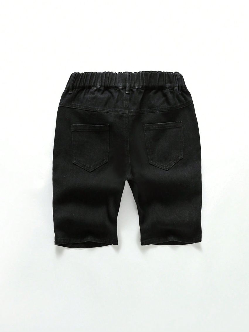 Teen Boys' Casual Comfortable Distressed Denim Shorts For Streetwear