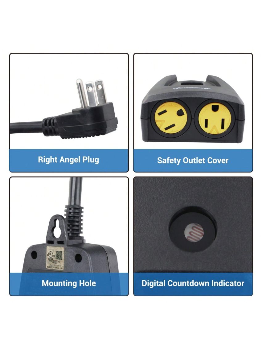 DEWENWILS Outdoor Timers for Halloween Electrical Outlets Waterproof, Plug in Countdown Timer with 2 Grounded Outlets for String Garden Light, 15A, 1/2 HP, UL Listed