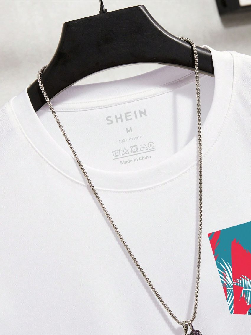 Men'S Coconut Tree Print Short Sleeve Set