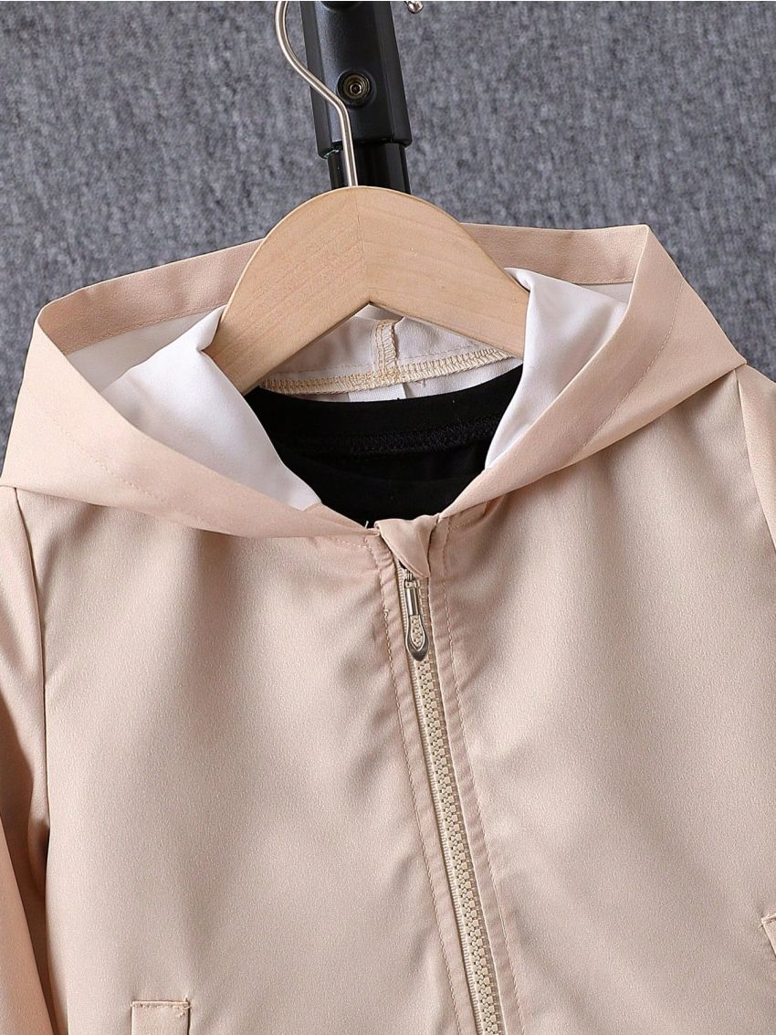 SHEIN Kids QTFun Boys' Printed Hooded Jacket (toddler)