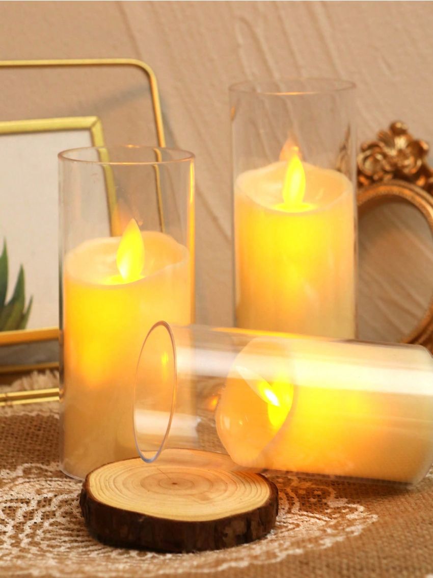 1pc LED Flameless Candle, Candle Shaped Decorative Night Light For Home Decor