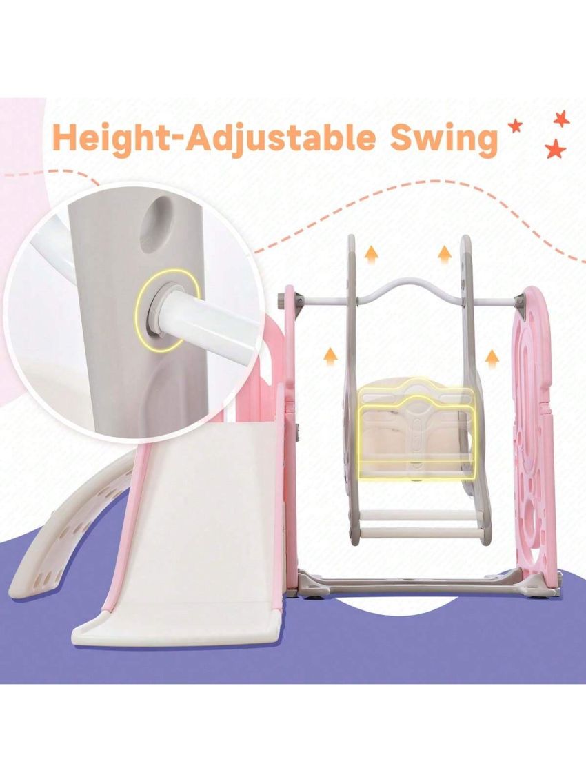 Merax Toddler Slide and Swing Set 5 in 1, Kids Playground Climber Slide Playset with Basketball Hoop Freestanding Combination for Babies Indoor & Outdoor