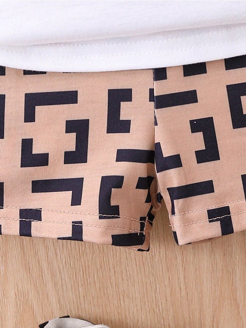 Baby Boy Geometric Printed Short Sleeve T-Shirt And Shorts Set