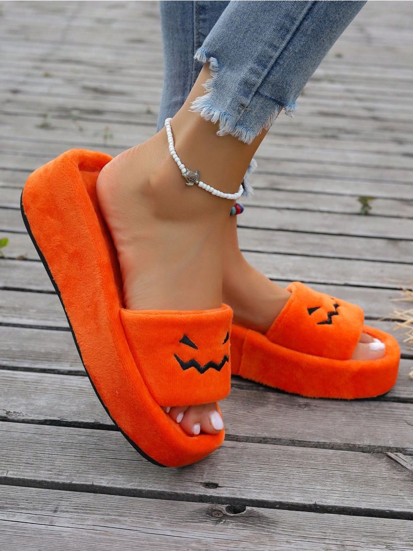 Fashionable Women's Platform Halloween Home Slippers, Outdoor Sliders