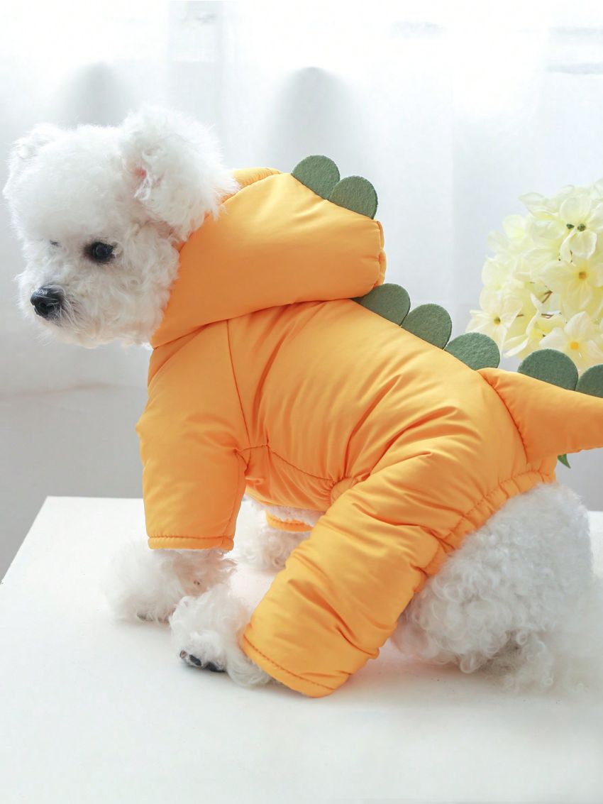 1pc Pet Clothes For Dog & Cat, Winter Warm & Thick -padded Clothes & Jumpsuit With Dinosaur Pattern