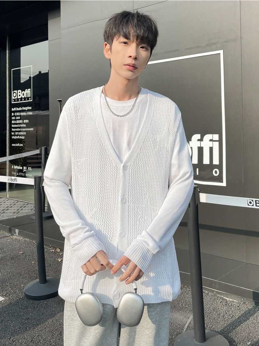 Men'S Long Sleeve Single Breasted Cardigan