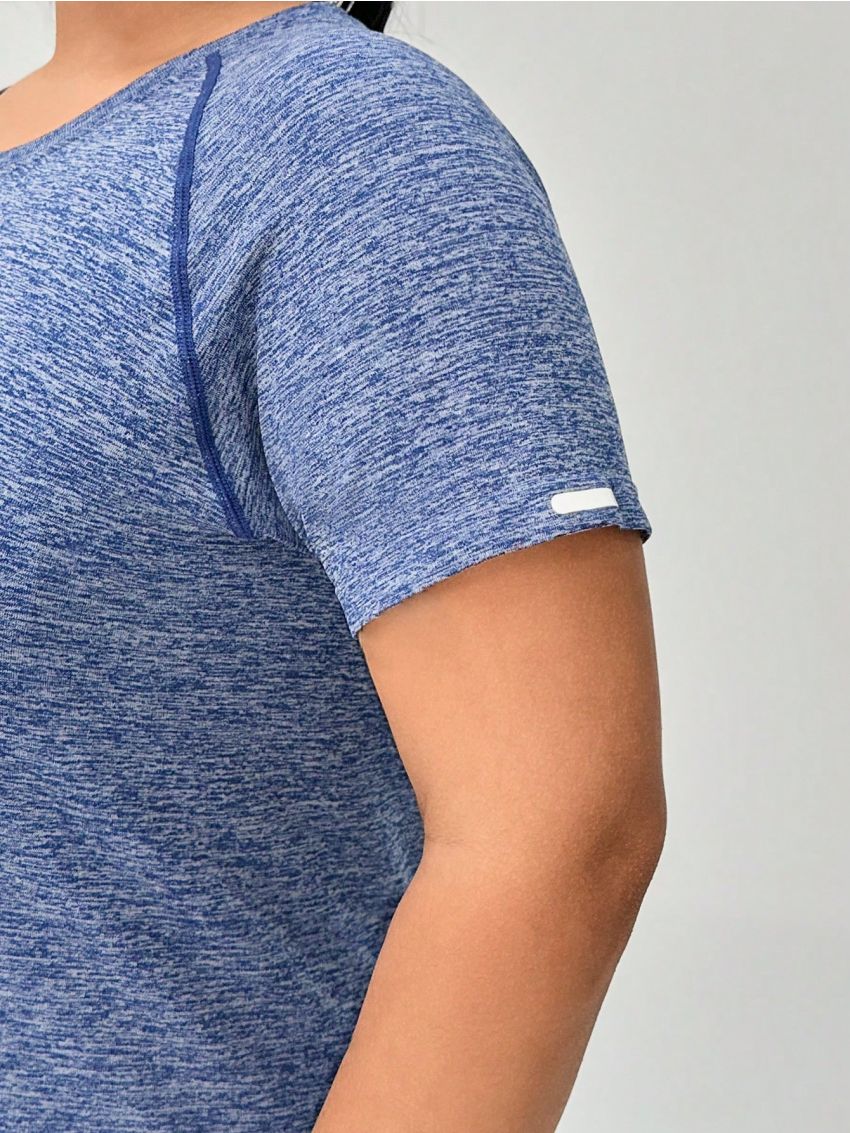 Yoga Futuristic Plus Size Dropped Shoulder Short Sleeve Sports T-Shirt