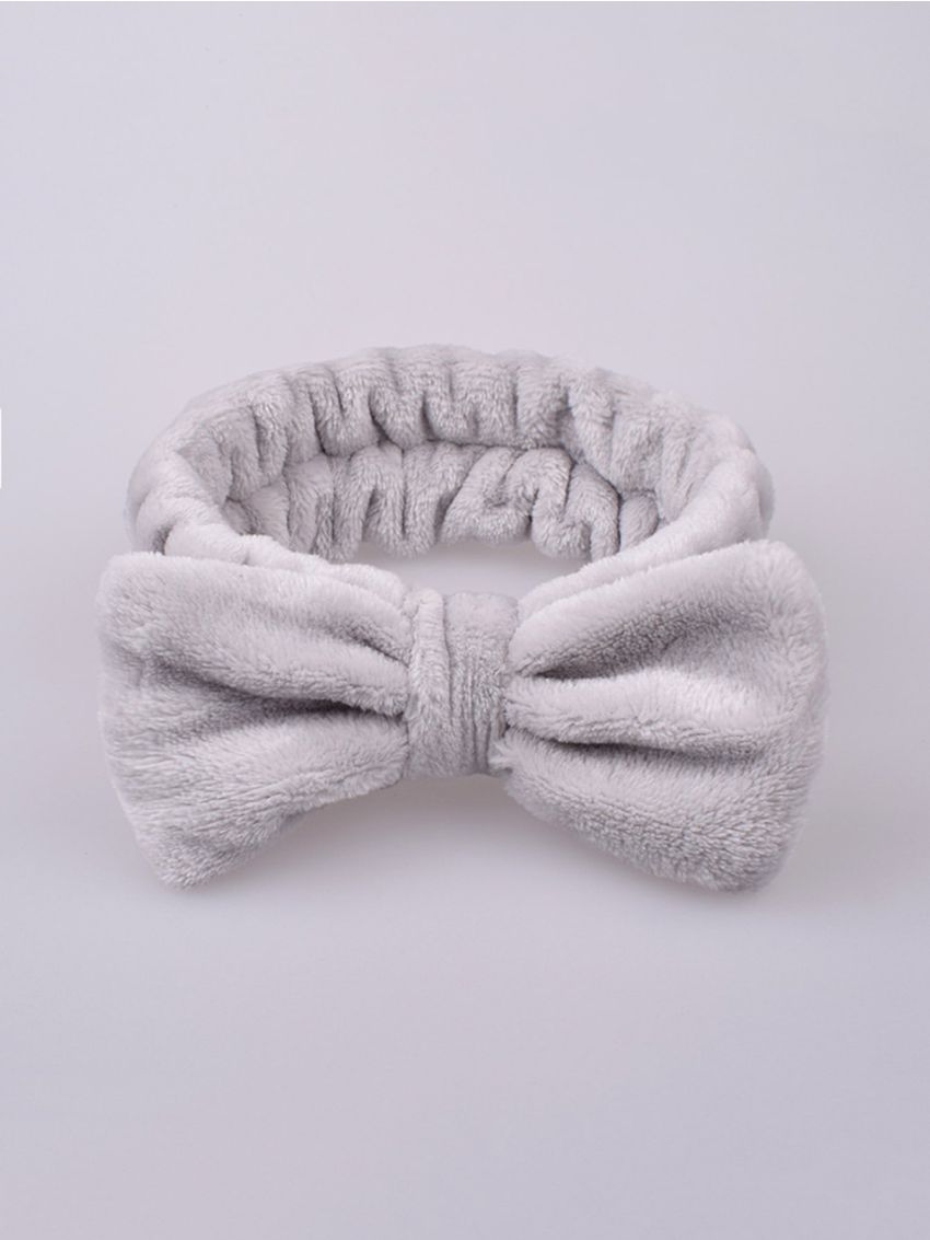 1pc Elastic Soft Coral Fleece Bath Headband, Bow Knot Minimalist Headband For Women Girls Face Washing Shower Spa