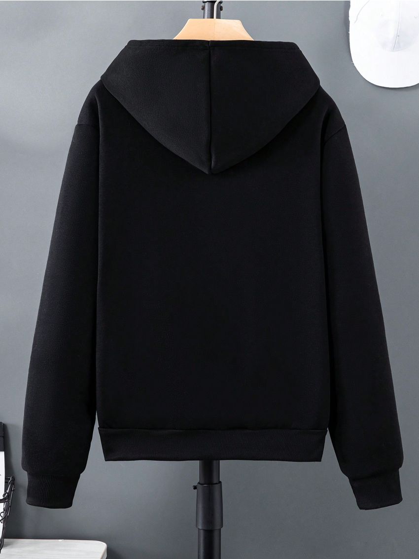 Boys' Gaming Controller & Letter Print Hooded Fleece Sweatshirt, Winter