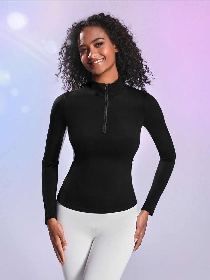 SHEIN Leisure Women's High Neck Long Sleeve Sports Sweatshirt