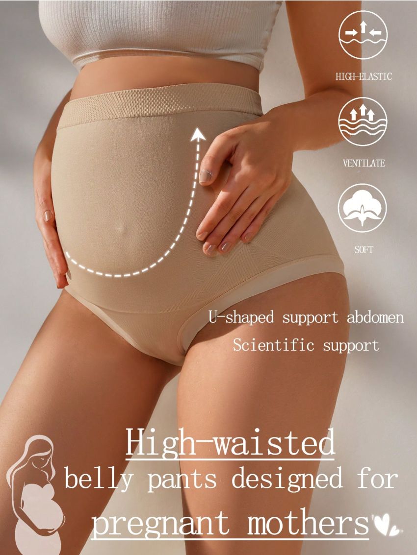 Maternity Solid Color High-Waisted Panties