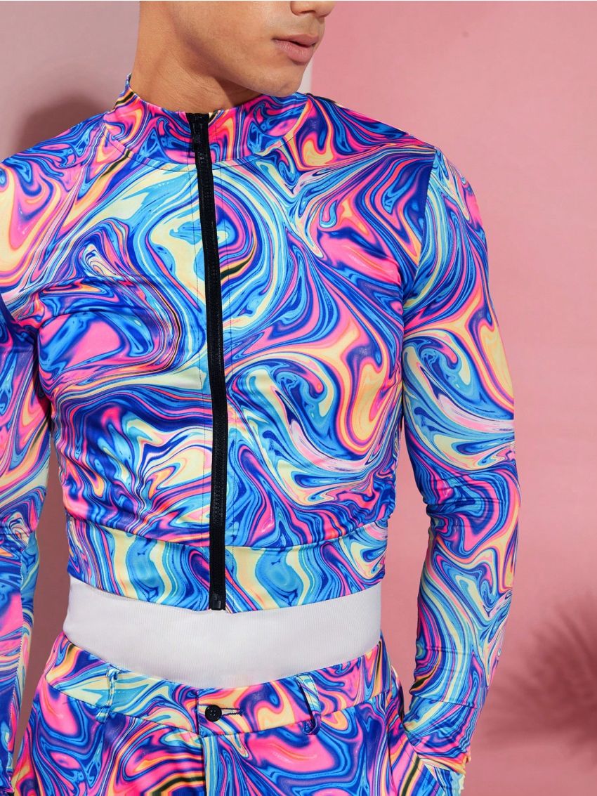 Manfinity Unisex Men's Printed Fluid Knitwear Casual Two-Piece Set