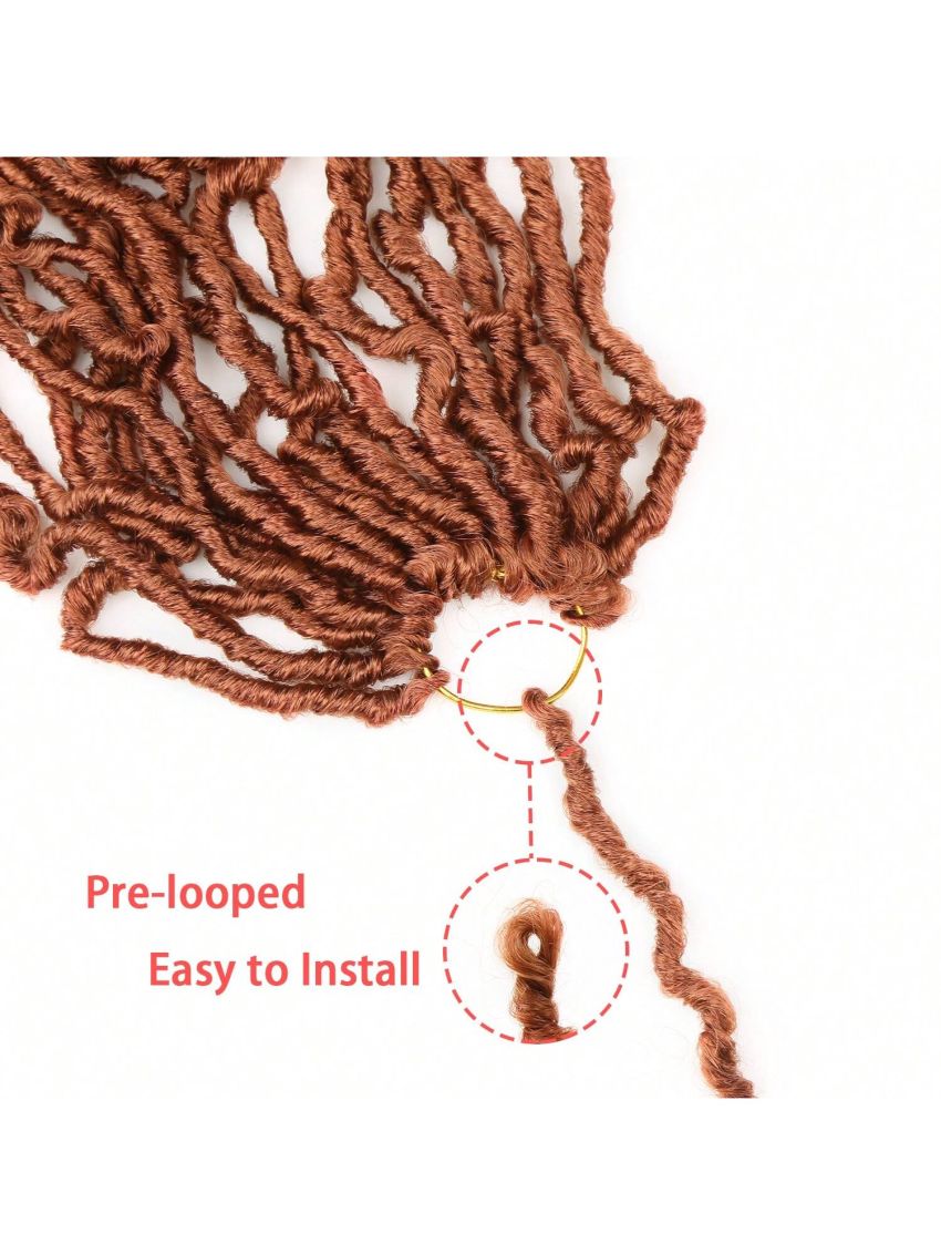 24 Inch 3 Packs Reddish Brown New Soft Locs Crochet Hair for , for Natural Butterfly Locks Style Crochet Hair, Black Curly and Pre -Looped Faux Locs Crochet Hair (24 Inch, 3Packs, Reddish Brown)