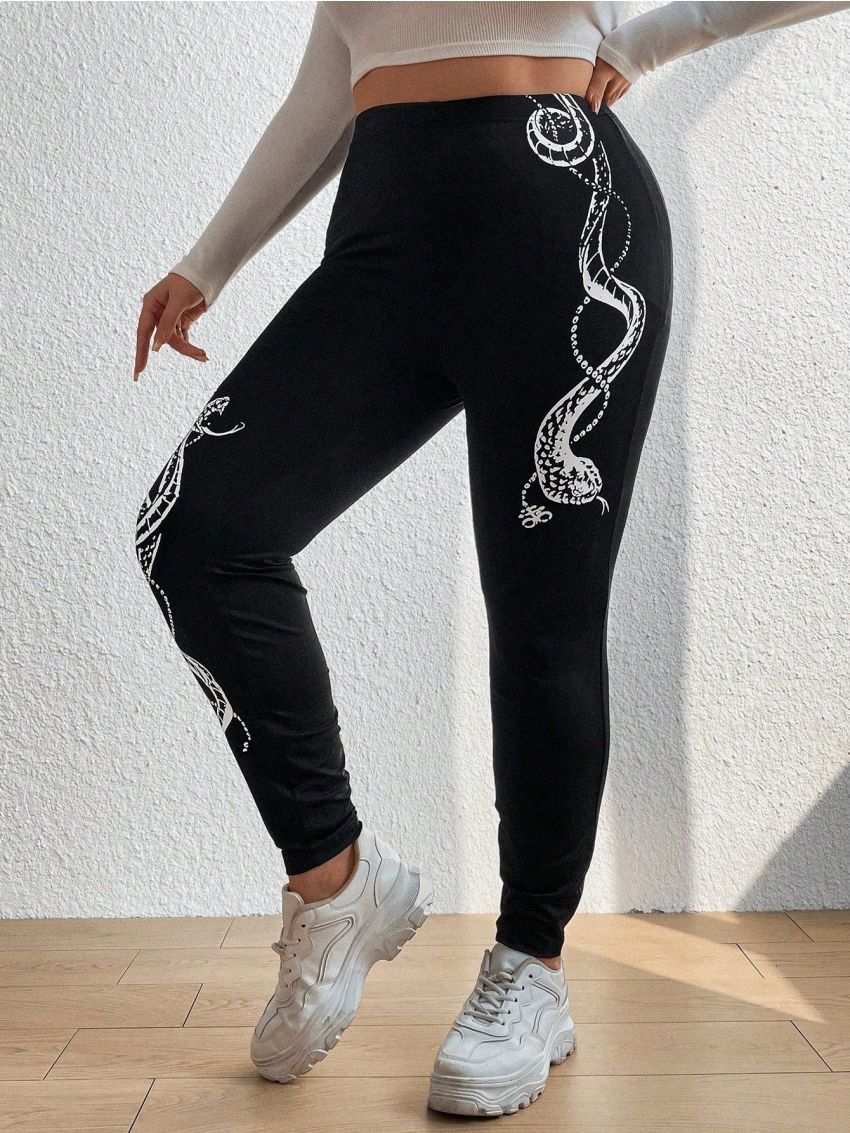 Women's Plus Size Snake Print Leggings