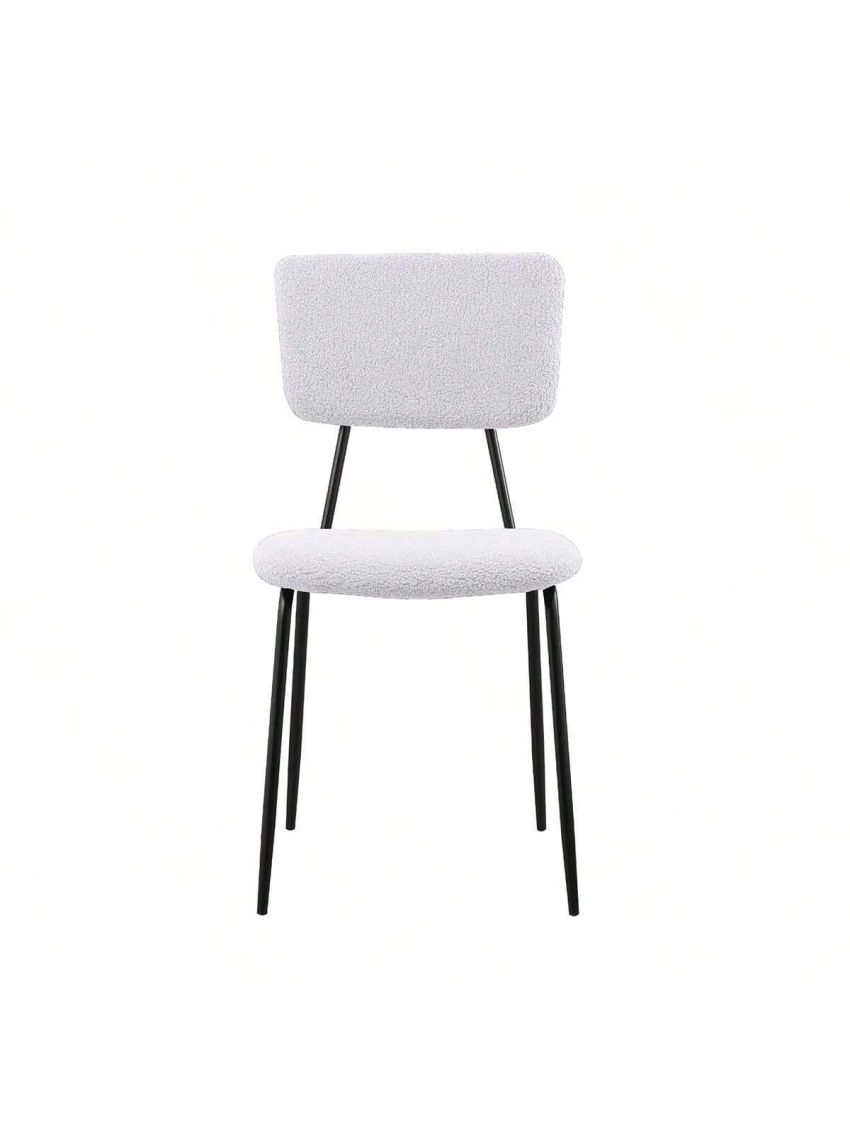 Dining Room Chairs Set of 2, Modern Comfortable Feature Chairs with Faux Plush Upholstered Back and Chrome Legs, Kitchen Side Chairs for Indoor Use Home, Apartment