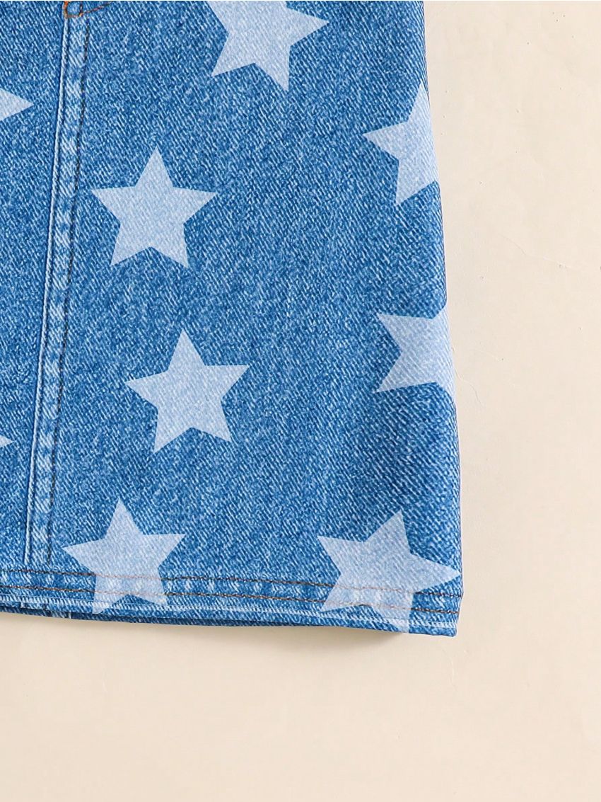 Teen Girl'S Five-Pointed Star Print Midi Skirt