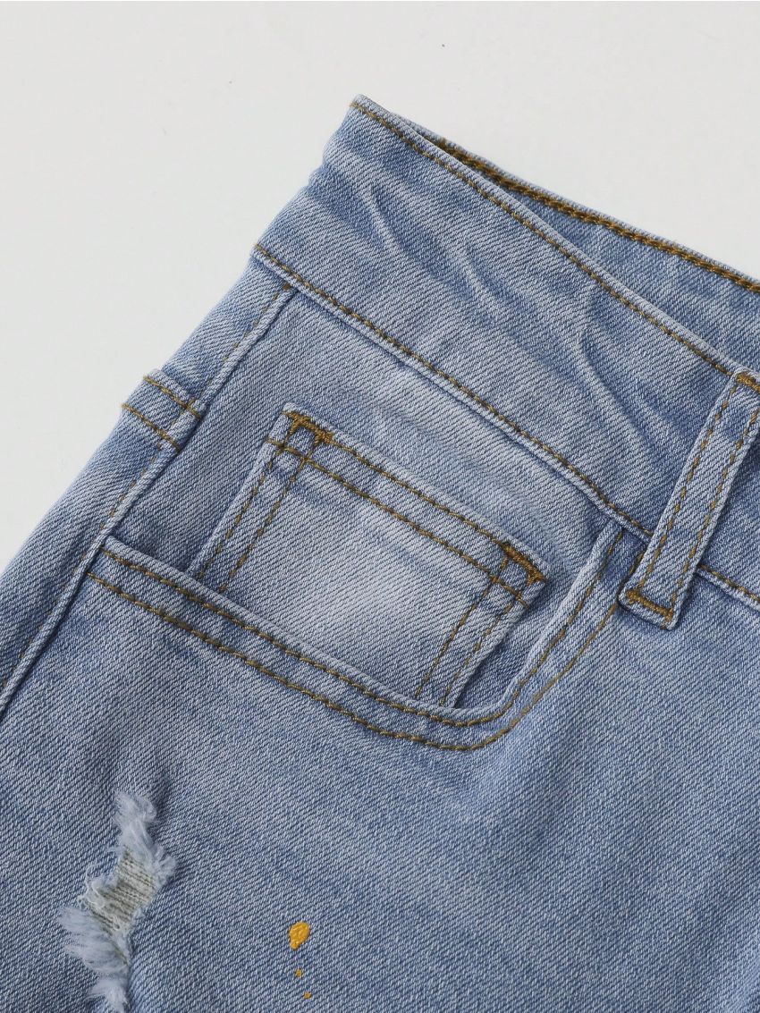 Tween Boy's Distressed Denim Jeans With Washed Effect