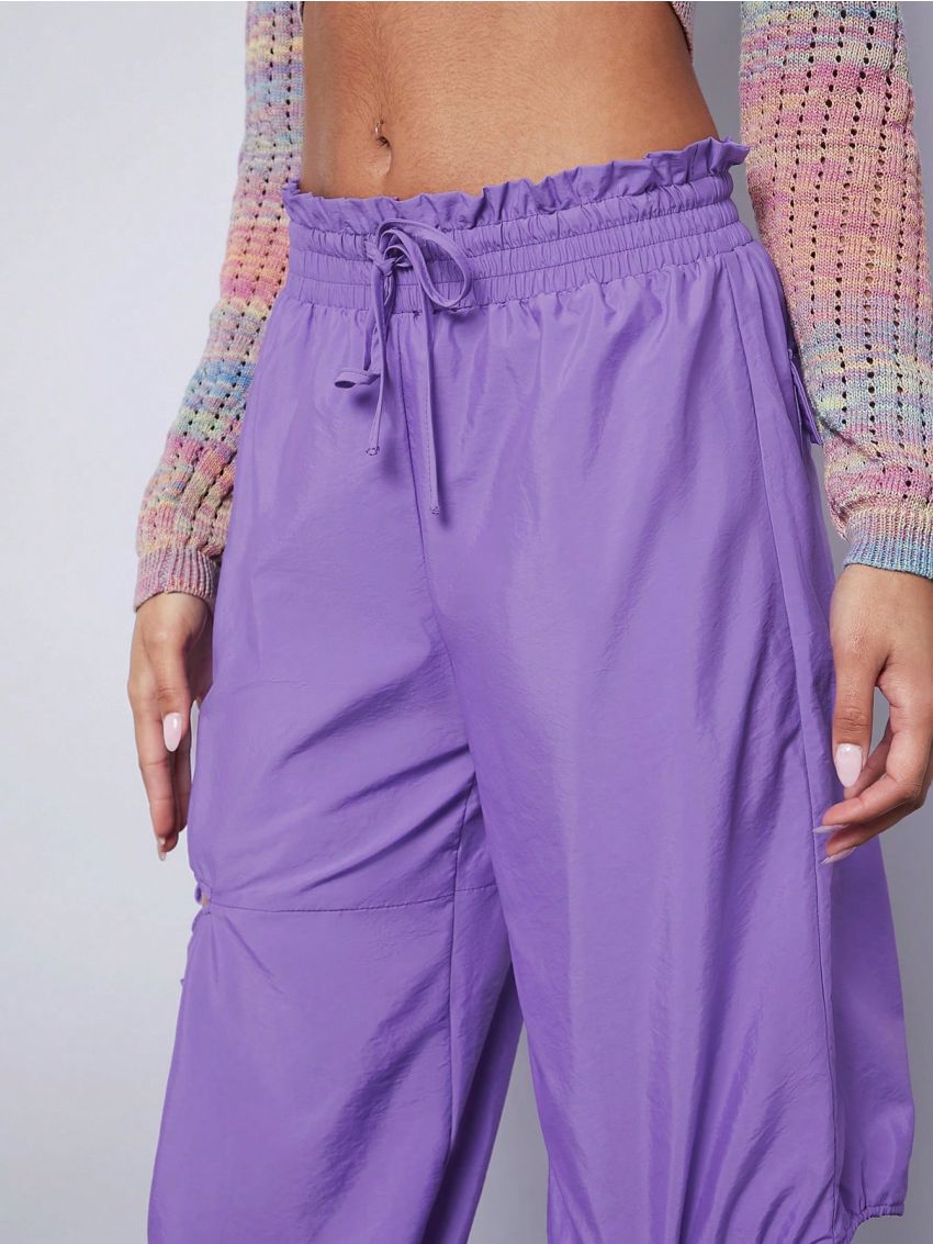 Muted Drawstring Waist Cut Out Knot Pants