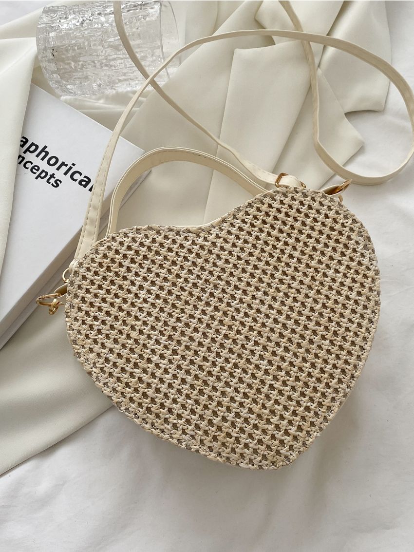 Leaf Embroidered Heart Design Novelty Bag