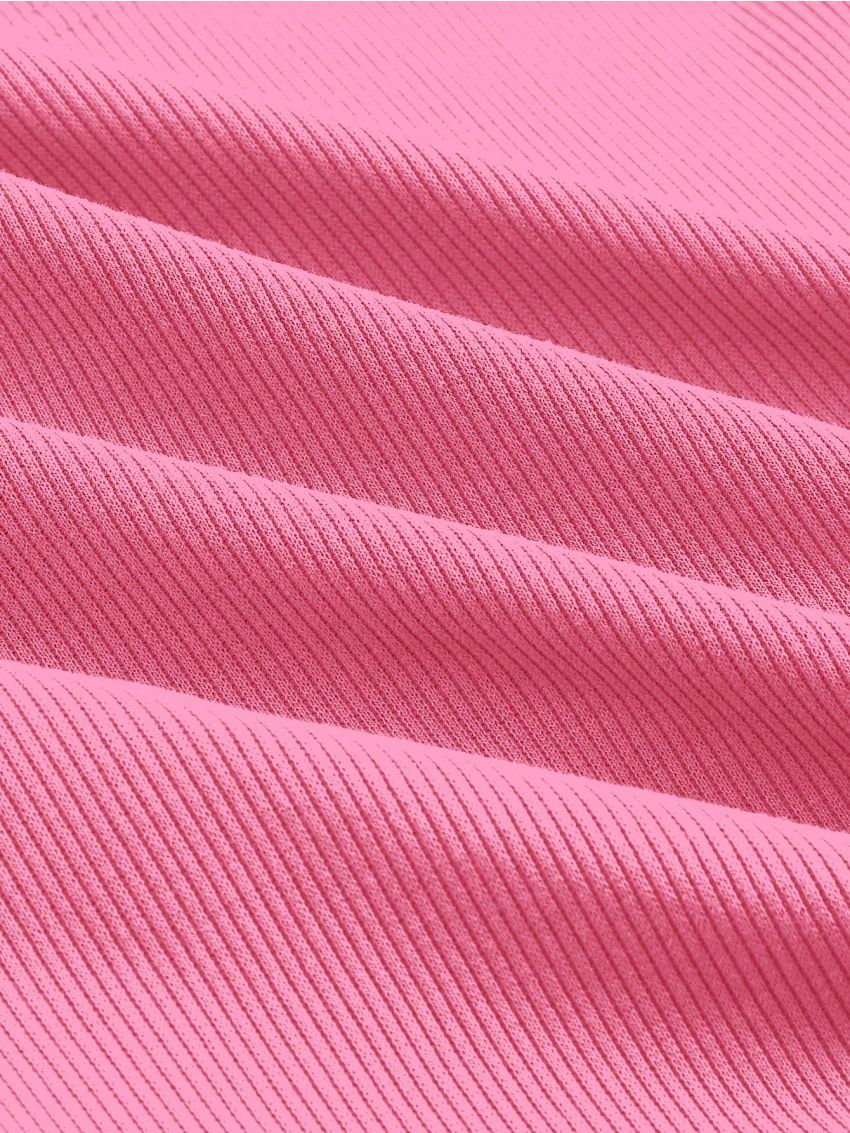 SHEIN EZwear Square Neck Rib-knit Crop Tee