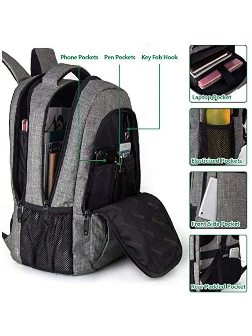 Travel Laptop Backpack, Business Anti Theft Slim Durable Laptop Backpack with USB Charging Port, Water Resistant College Bag Computer Bag Gifts for Men & Women Fits 15.6 Inch Notebook, Grey