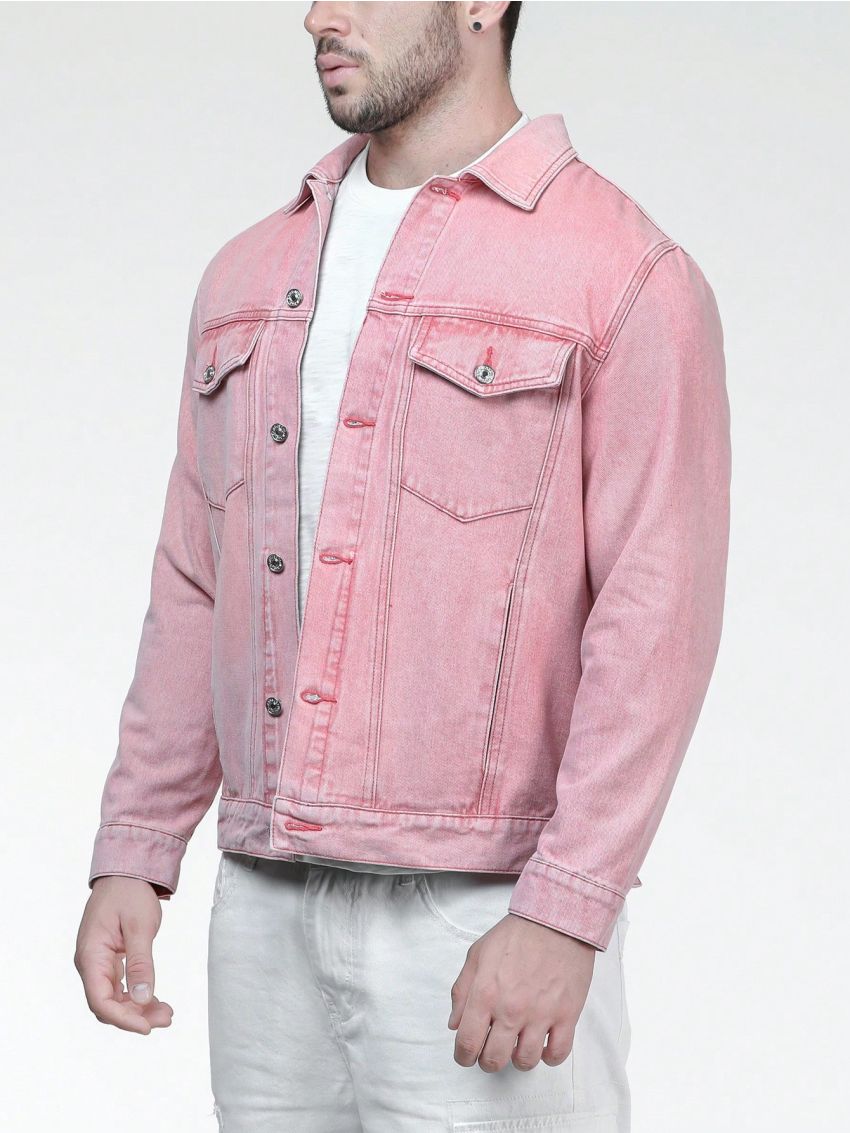Men Plus Flap Pocket Denim Jacket
