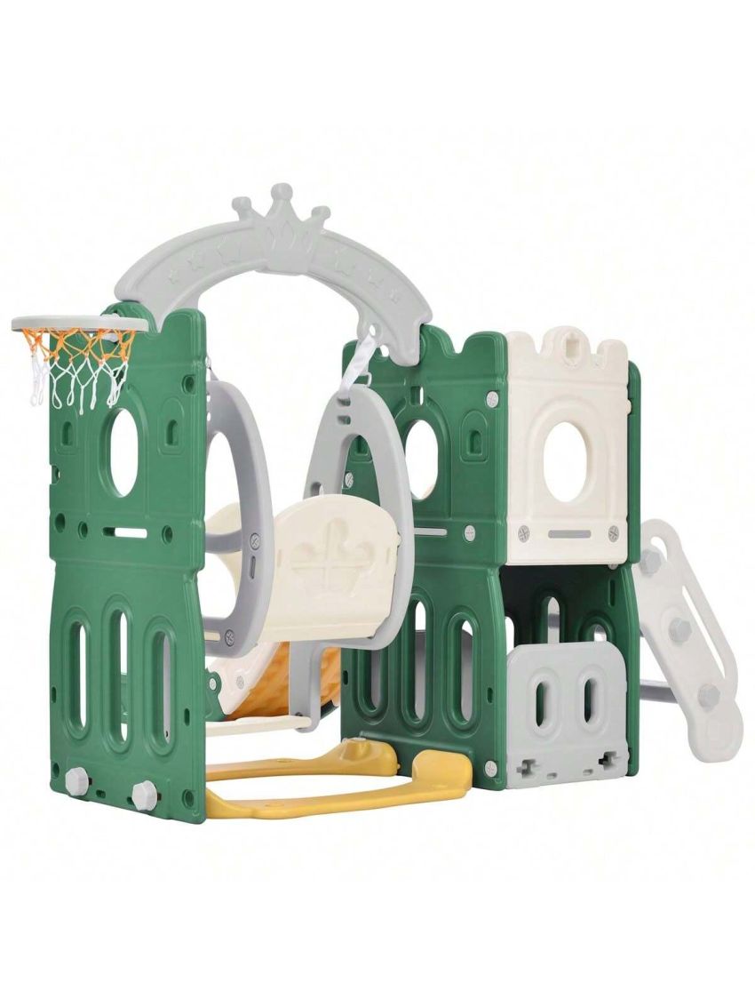 Merax Toddler Slide and Swing Set 5 in 1, Kids Playground Climber Slide Playset with Basketball Hoop Freestanding Combination for Babies Indoor & Outdoor