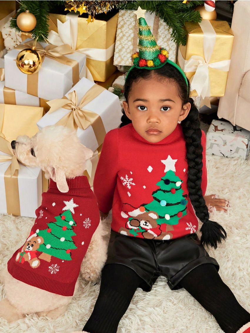 PETSIN Christmas Style Pet Sweater With Christmas Tree And Teddy Bear Patterns