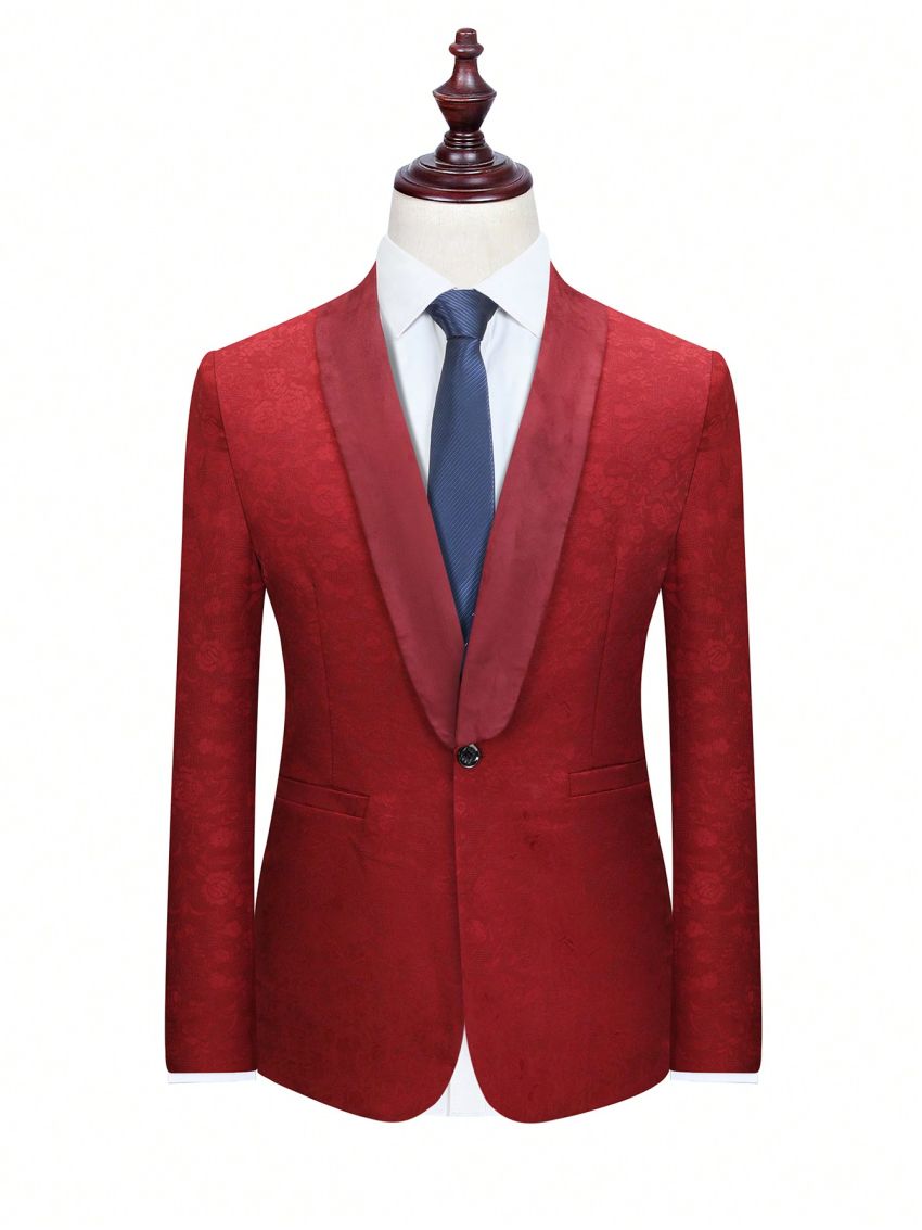 Manfinity Mode Men 1pc Shawl Collar Jacquard Blazer