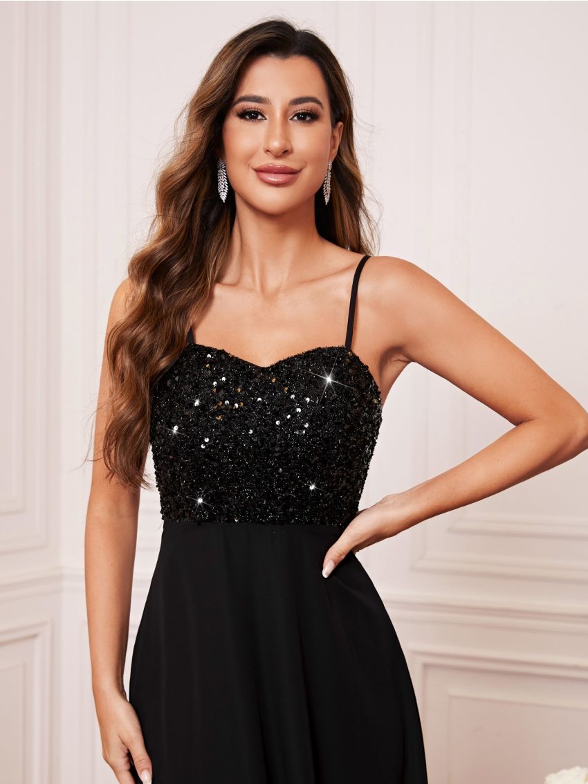 Contrast Sequin Cami Bridesmaid Dress