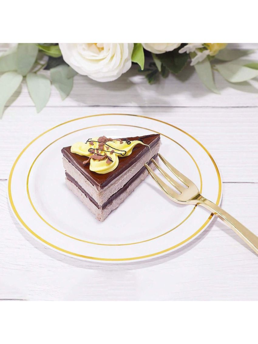 10pcs 19cm Gold Trim Plate