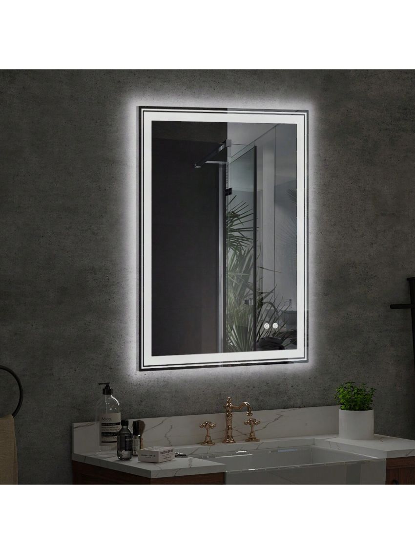 36×28 inch LED-Lit bathroom mirror, wall mounted anti-fog memory Adjustable Brightness front and back light Rectangular Vanity mirror
