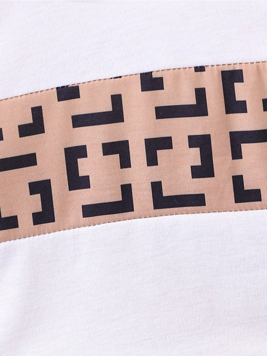 Baby Boy Geometric Printed Short Sleeve T-Shirt And Shorts Set