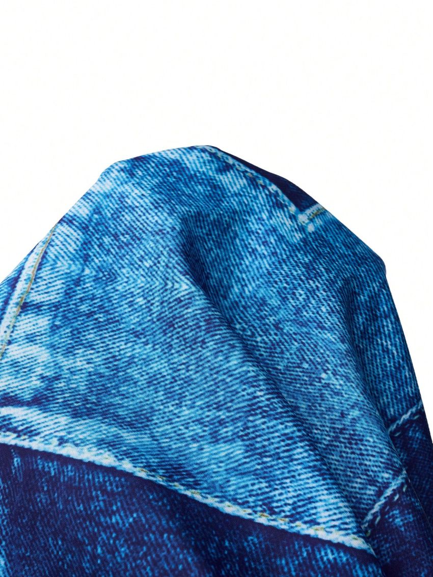 Women's Plus Size Patchwork Printed Open Front Coat