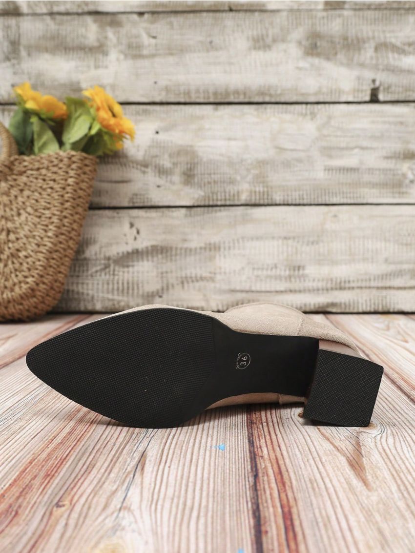 Women's European And American Retro Street Champagne Suede High Heel Short Boots