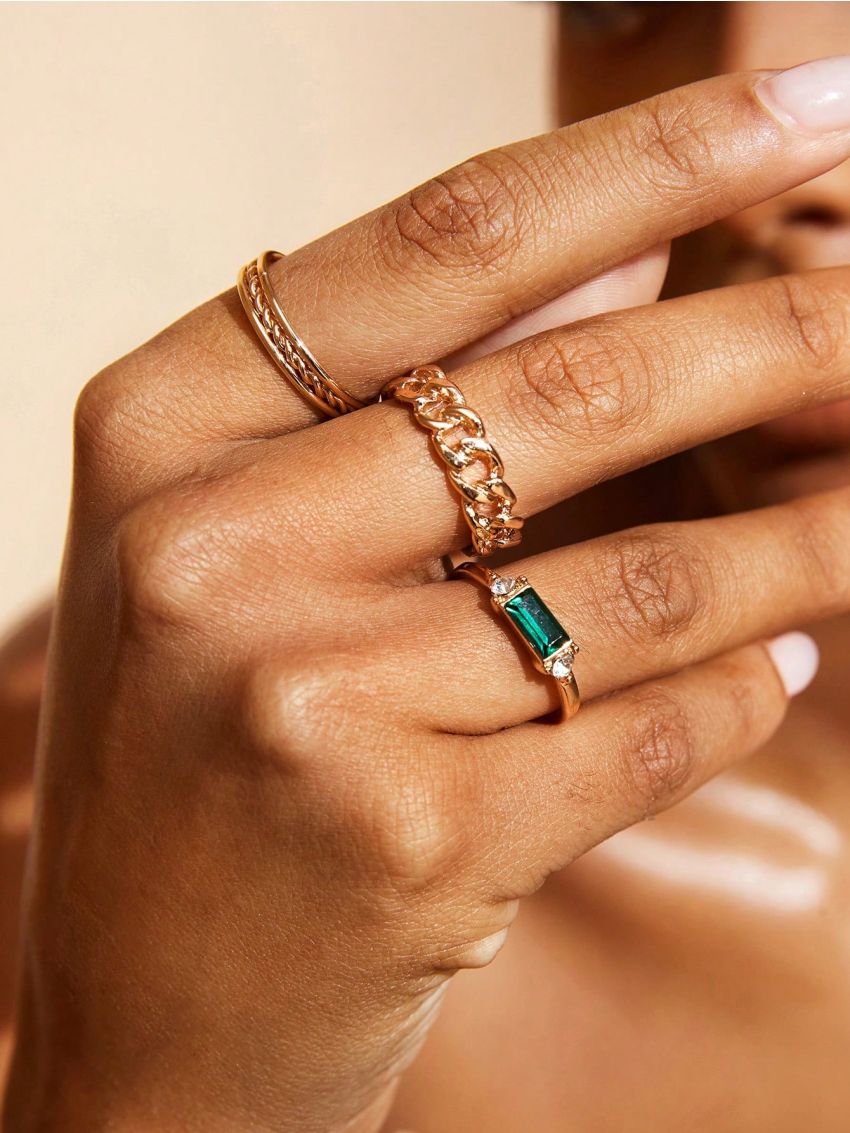 SHEIN SXY 3pcs/set Minimalist Fashionable Personalized Rings